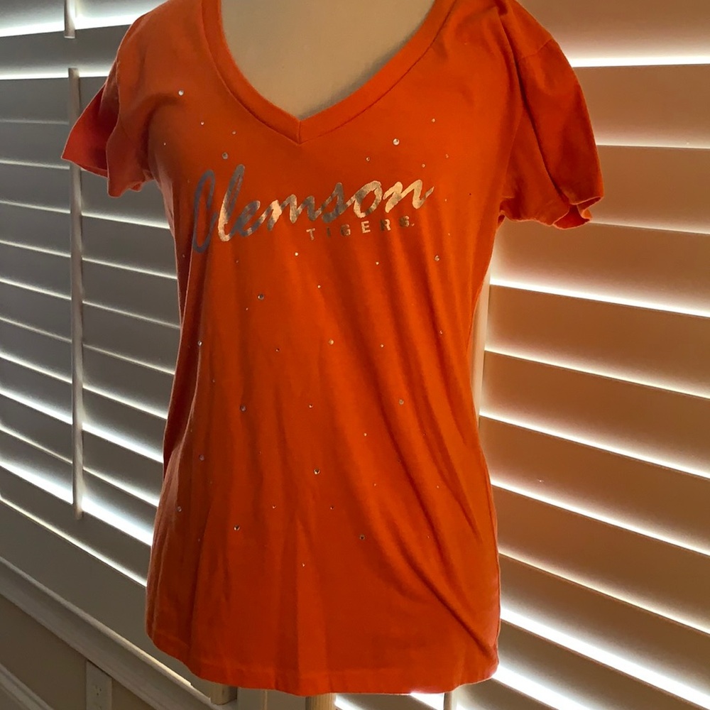 Clemson V neck sparkle tshirt women’s XL